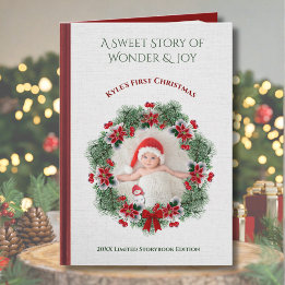 Cartes Pour Fêtes Annuelles Photo de bébé pour le premier Noël dans un livre d
