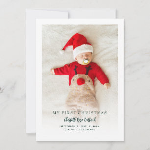 Cartes Pour Fêtes Annuelles Photo de bébé Premier Noël Annonce de naissance