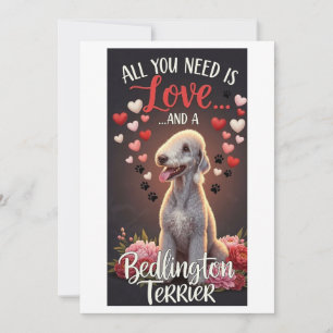 Cartes Pour Fêtes Annuelles Photo de Bedlington Terrier mignon pour la Saint-V
