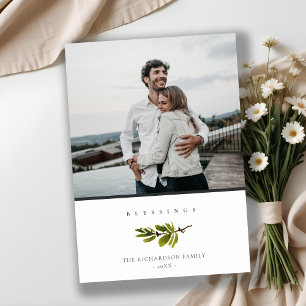 Cartes Pour Fêtes Annuelles Photo de bénédictions de Noël avec une branche de 