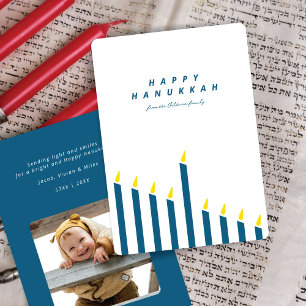 Cartes Pour Fêtes Annuelles Photo de bougie de Hanukkah moderne blanche et sar