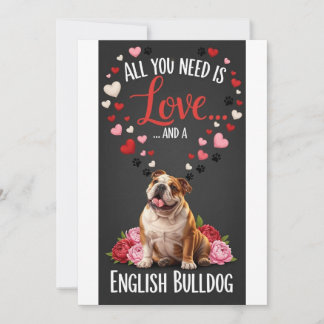 Cartes Pour Fêtes Annuelles Photo de bouledogue anglais mignon pour la Saint-V