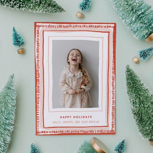 Cartes Pour Fêtes Annuelles Photo de cadre en aquarelle rouge et rose