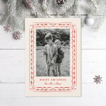 Cartes Pour Fêtes Annuelles Photo de cadre peint Holly classique<br><div class="desc">Feuilles saints illustrés d'origine,  baies et bordure en ruban ondulé autour d'une photo de portrait,  dessinée à la main par Becky Nimoy. Ajoutez une photo au dos ou un message.</div>