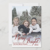 Cartes Pour Fêtes Annuelles Photo de calligraphie burgogne Merry & Bright Scri (Devant)