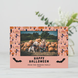 Cartes Pour Fêtes Annuelles Photo de champignon orange Halloween et de chauve-