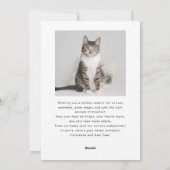 Cartes Pour Fêtes Annuelles Photo de chat festif de façon pédestre Noël blanc (Dos)
