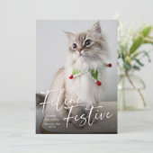 Cartes Pour Fêtes Annuelles Photo de chat festif férié (Debout devant)