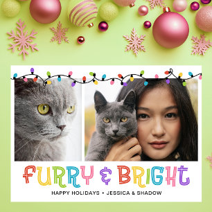 Cartes Pour Fêtes Annuelles Photo de chat mignon et lumineux