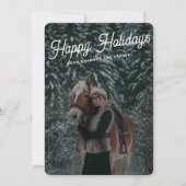 Cartes Pour Fêtes Annuelles Photo de cheval équestre moderne vert foncé script (Devant)