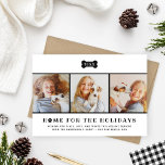 Cartes Pour Fêtes Annuelles Photo de chien à carreaux noirs pour les fêtes de<br><div class="desc">Notre carte de Noël à thème chien de compagnie «Home for the Holidays» comprend un collage de trois photos carrées de votre nouveau chiot à partager avec vos amis et votre famille. Personnalisez le texte avec un message personnalisé, votre nom de famille ou votre famille, le nom de votre chiot...</div>