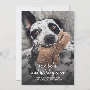 Cartes Pour Fêtes Annuelles Photo de chien de Noël Amour Câlins et Joie des Fê
