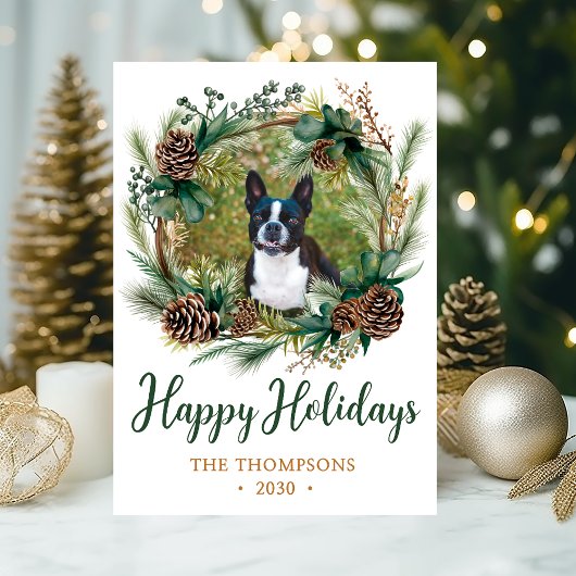 Cartes Pour Fêtes Annuelles Photo de chien Fer de Noël