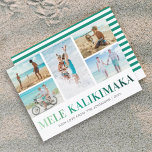 Cartes Pour Fêtes Annuelles Photo de Christma Hawaii Mele Kalikimaka<br><div class="desc">Hawaiian christmas card featuring a 5 photo collage of your beautiful family,  the saying "mele kalikimaka" in a elegant green gradient typeface,  your family name,  and the year.</div>