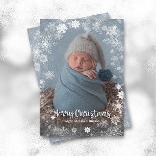 Cartes Pour Fêtes Annuelles Photo de Christmas Snowflakes Birth Announligne