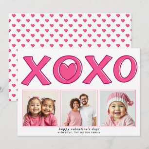 Cartes Pour Fêtes Annuelles Photo de cœur moderne rose XOXO de la Saint-Valent