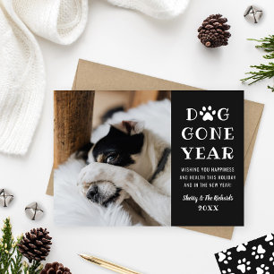 Cartes Pour Fêtes Annuelles Photo de compagnie noire drôle d'année de chien di
