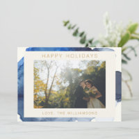 Photo de couple à l'aquarelle abstraite indigo élé