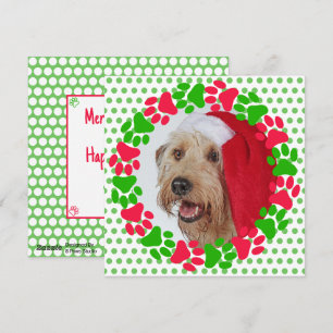 Cartes Pour Fêtes Annuelles Photo de couronne de pattes de chien rouge et vert