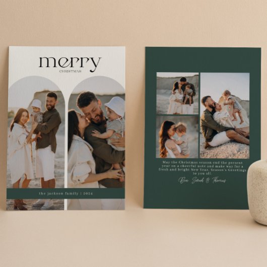 Cartes Pour Fêtes Annuelles Photo de double arche vert forêt