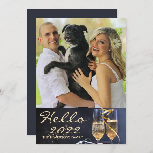 Cartes Pour Fêtes Annuelles Photo de famille 2022 Hello (Devant / Derrière)