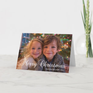 Cartes Pour Fêtes Annuelles Photo de famille à calligraphie classique Joyeux N