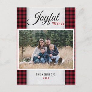 Cartes Pour Fêtes Annuelles Photo de famille à carreaux rouges pour Noël