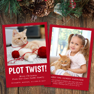 Cartes Pour Fêtes Annuelles Photo de famille amusant avec nouveau chaton rouge