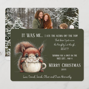 Cartes Pour Fêtes Annuelles Photo de famille amusante Noël Écureuil gentil méc