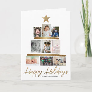 Cartes Pour Fêtes Annuelles Photo de famille Arbre de Noël Collage Bilan de l'