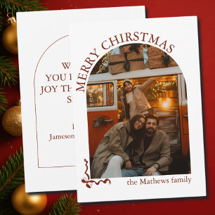 Cartes Pour Fêtes Annuelles Photo de famille Arch Joyeux Noël Nom