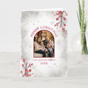 Cartes Pour Fêtes Annuelles Photo de famille aux baies rouges élégantes pour N