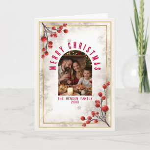 Cartes Pour Fêtes Annuelles Photo de famille aux baies rouges élégantes pour N