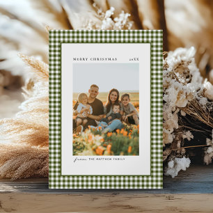 Cartes Pour Fêtes Annuelles Photo de famille classique et élégante En vichy