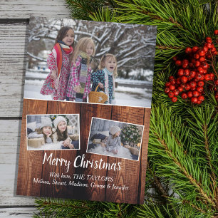 Cartes Pour Fêtes Annuelles Photo de famille collage grange bois Joyeux Noël