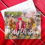 Cartes Pour Fêtes Annuelles Photo de famille de feuilles de voeux simple et mo<br><div class="desc">Le design est composé d'une simple typographie cursive joueuse avec étoiles. Ajoutez le nom,  l'année et le message personnalisé de votre famille. Disponible ici : http://www.zazzle.com/store/selectpartysupplies</div>