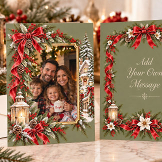 Cartes Pour Fêtes Annuelles Photo de famille de Noël à l'aquarelle vintage pou