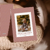 Cartes Pour Fêtes Annuelles Photo de famille de Noël de la canneberge moderne