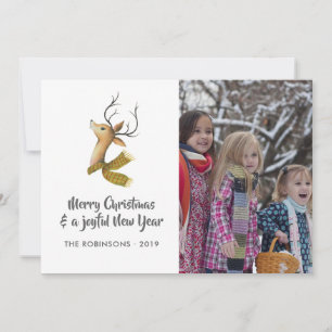 Cartes Pour Fêtes Annuelles Photo de famille de Noël Renne Damassé Rétro