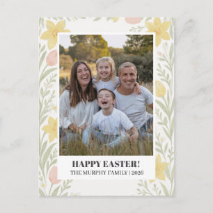 Cartes Pour Fêtes Annuelles Photo de famille de Pâques élégante simple colorée