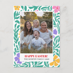 Cartes Pour Fêtes Annuelles Photo de famille de Pâques élégante simple colorée