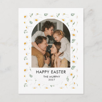 Cartes Pour Fêtes Annuelles Photo de famille de Pâques florale ovale colorée é