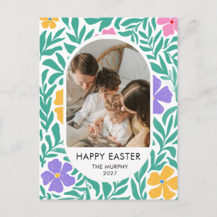 Cartes Pour Fêtes Annuelles Photo de famille de Pâques florale ovale colorée é