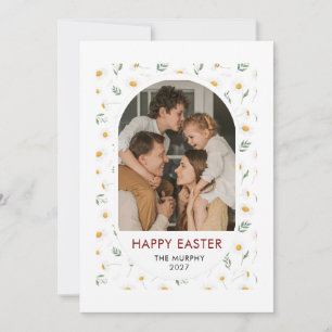 Cartes Pour Fêtes Annuelles Photo de famille de Pâques florale ovale colorée é
