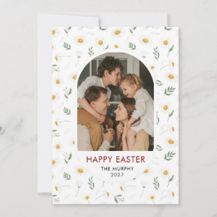 Cartes Pour Fêtes Annuelles Photo de famille de Pâques florale ovale colorée é