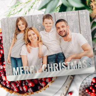 Cartes Pour Fêtes Annuelles Photo de famille de voeux de Noël simple et modern