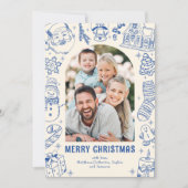 Cartes Pour Fêtes Annuelles Photo de famille Doodle Noël (Devant)