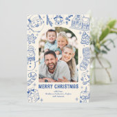 Cartes Pour Fêtes Annuelles Photo de famille Doodle Noël (Debout devant)