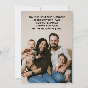 Cartes Pour Fêtes Annuelles Photo de famille drôle au énième essai en POV Noël