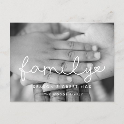 Cartes Pour Fêtes Annuelles Photo de famille du script mignon (Devant)